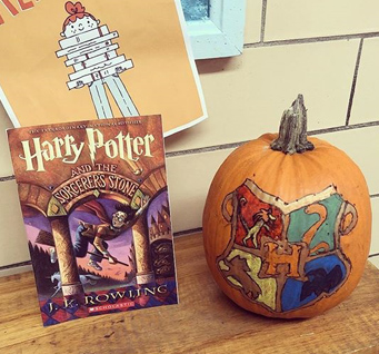 Harry Potter book and pumpkin